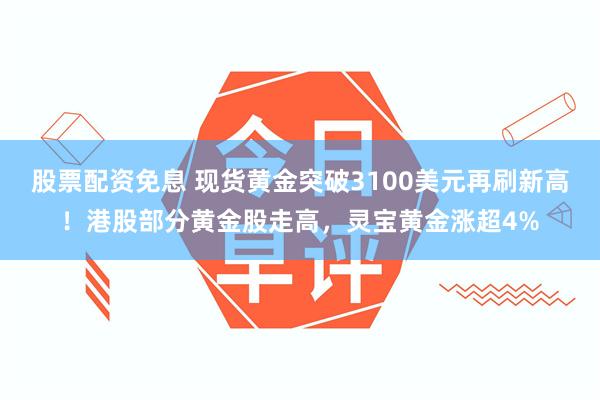 股票配资免息 现货黄金突破3100美元再刷新高！港股部分黄金股走高，灵宝黄金涨超4%