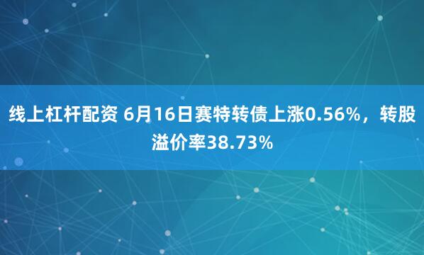 线上杠杆配资 6月16日赛特转债上涨0.56%，转股溢价率38.73%