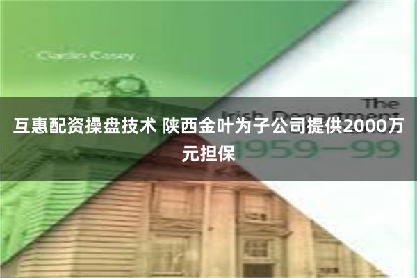 互惠配资操盘技术 陕西金叶为子公司提供2000万元担保