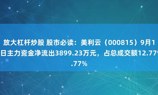 放大杠杆炒股 股市必读：美利云（000815）9月19日主力资金净流出3899.23万元，占总成交额12.77%