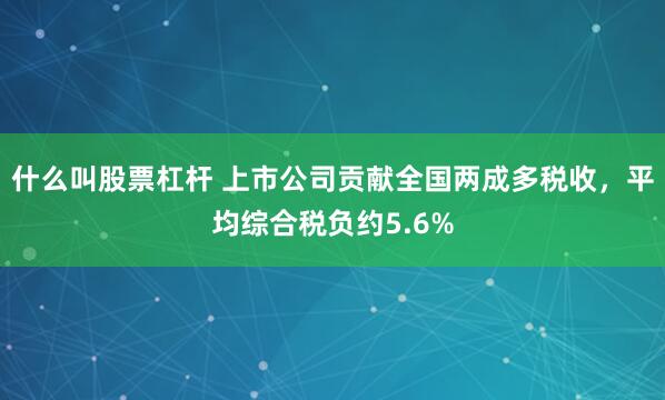 什么叫股票杠杆 上市公司贡献全国两成多税收,平均综合税负约5.6%